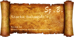 Szarka Balambér névjegykártya
